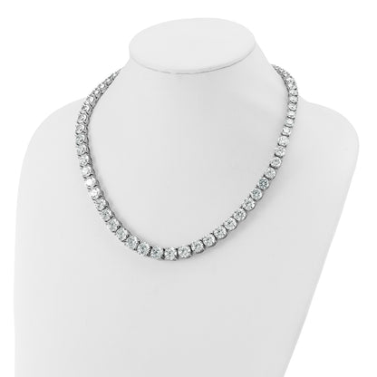 14K White Gold 100 3/4 Carat Lab Grown Diamond Vs+ F+ Complete Round 20 Inch Graduated Tennis Necklace