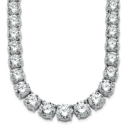 14K White Gold 100 3/4 Carat Lab Grown Diamond Vs+ F+ Complete Round 20 Inch Graduated Tennis Necklace