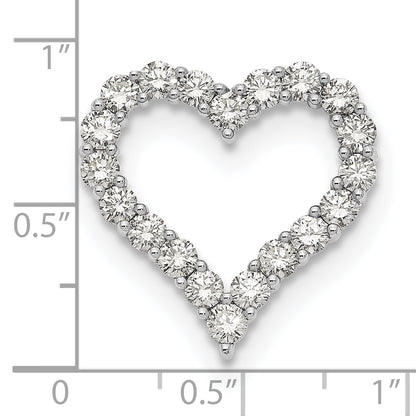 14k White Gold 2 Ct. Lab Grown Diamond VS/SI+ G+ Heart Chain Slide Pendant