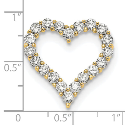 14k Yellow Gold 2 Ct. Lab Grown Diamond VS/SI+ G+ Heart Chain Slide Pendant