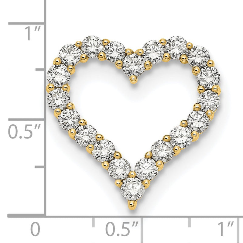 14k Yellow Gold 2 Ct. Lab Grown Diamond VS/SI+ G+ Heart Chain Slide Pendant