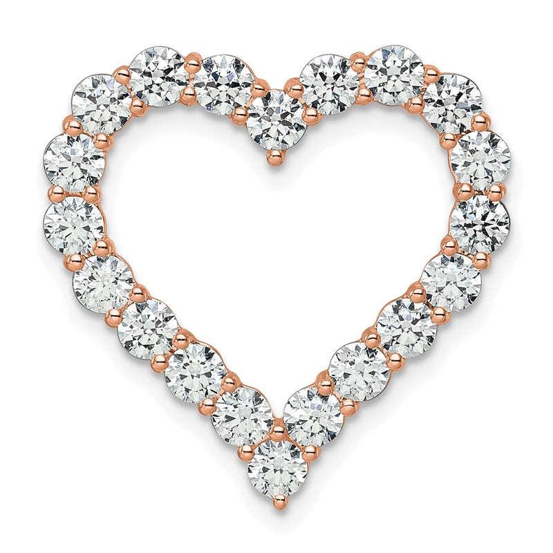 14k Rose Gold 3 Ct. Lab Grown Diamond VS/SI+ G+ Heart Chain Slide Pendant