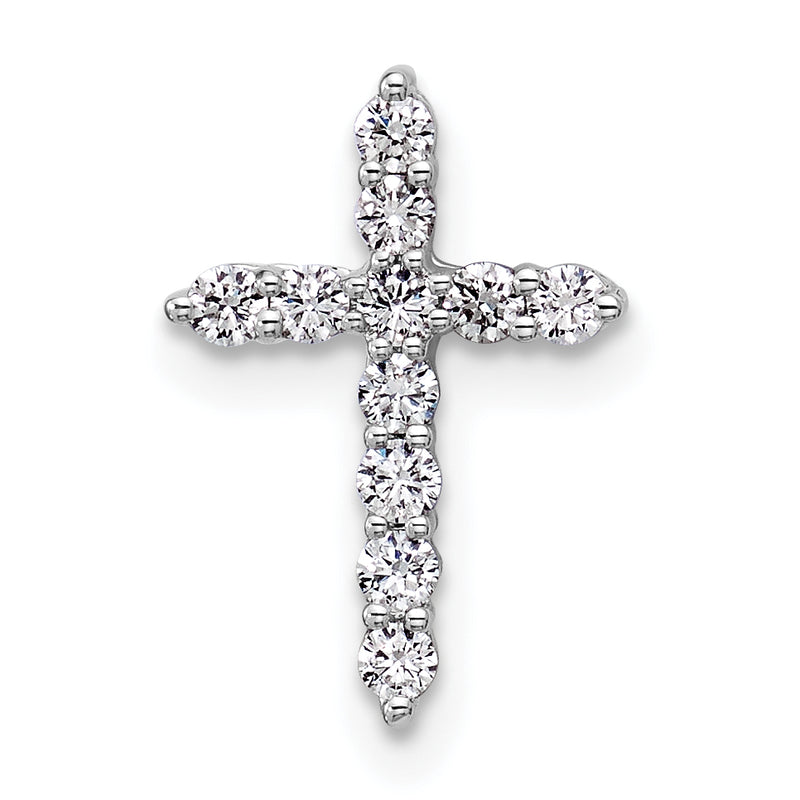 14k White Gold 1/4 Ct. Lab Grown Diamond VS/SI+ G+ Cross Chain Slide Pendant