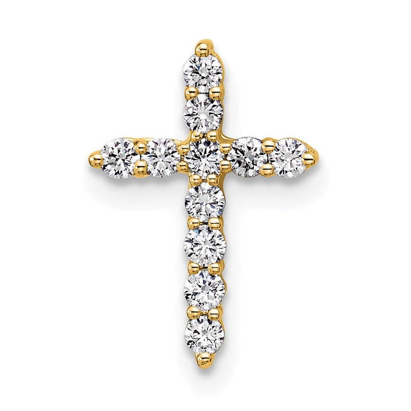 14k Yellow Gold 1/4 Ct. Lab Grown Diamond VS/SI+ G+ Cross Chain Slide Pendant