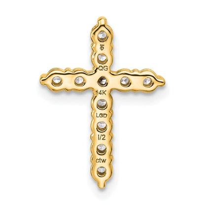 14K Yellow Gold Certified Lab Grown Diamond Vs/si Fgh Cross Pendant