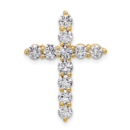14k Yellow Gold 1 1/2 Ct. Lab Grown Diamond VS/SI+ G+ Cross Chain Slide Pendant