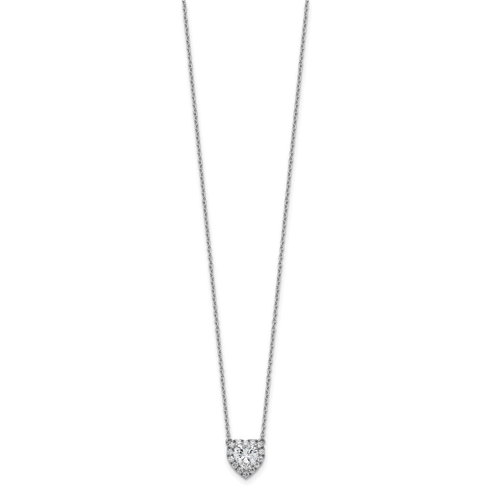 14k White Gold 1 1/5 Ct. Lab Grown Diamond VS/SI+ G+ 18 inch Halo Heart Necklace