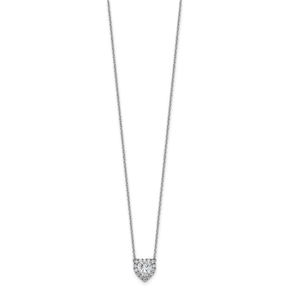 14k White Gold 1 1/5 Ct. Lab Grown Diamond VS/SI+ G+ 18 inch Halo Heart Necklace