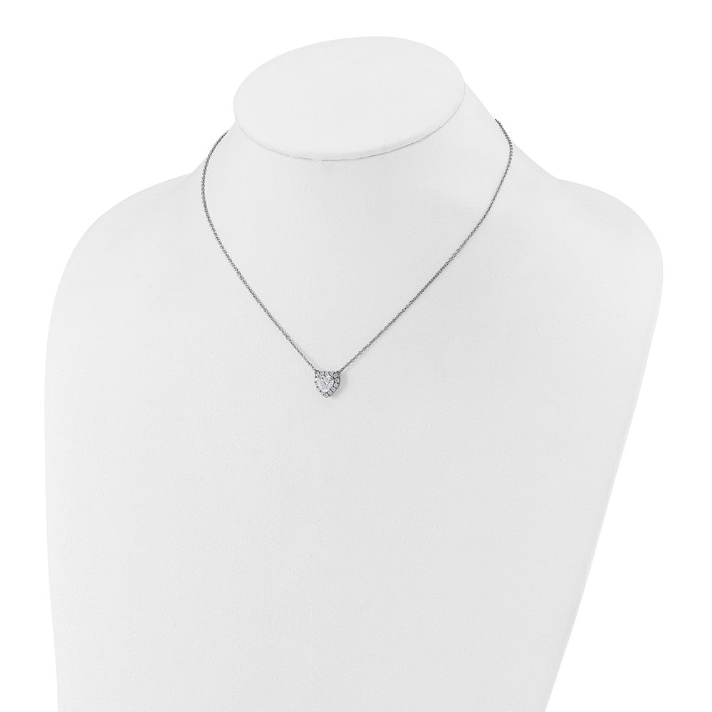 14k White Gold 1 1/5 Ct. Lab Grown Diamond VS/SI+ G+ 18 inch Halo Heart Necklace