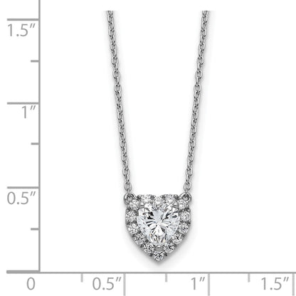 14k White Gold 1 1/5 Ct. Lab Grown Diamond VS/SI+ G+ 18 inch Halo Heart Necklace