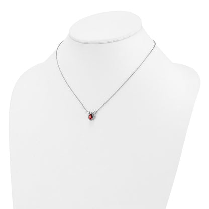 14k White Gold 1/2 Ct. Lab Grown Diamond VS/SI+ G+ and Created Ruby Three Stone 16 inch Necklace