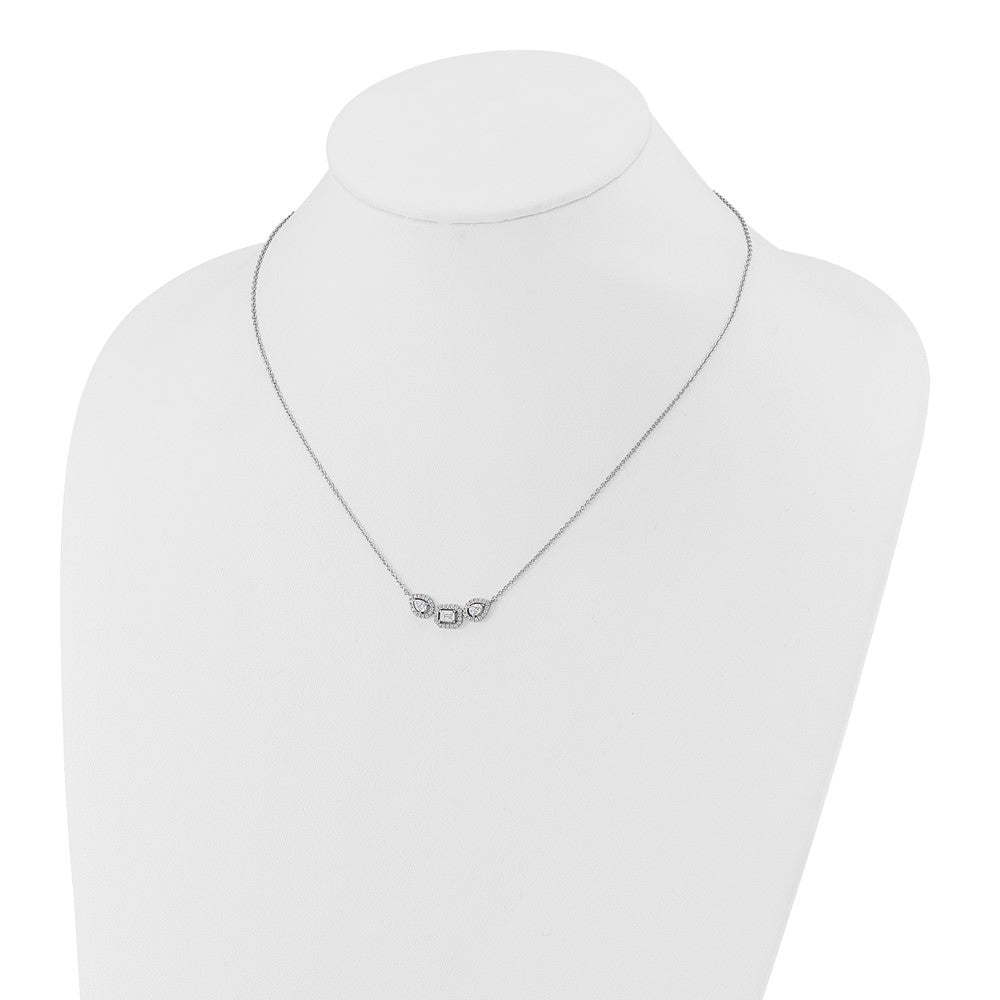 14k White Gold 3/4 Ct. Lab Grown Diamond VS/SI+ G+ 18 inch Three Stone Necklace