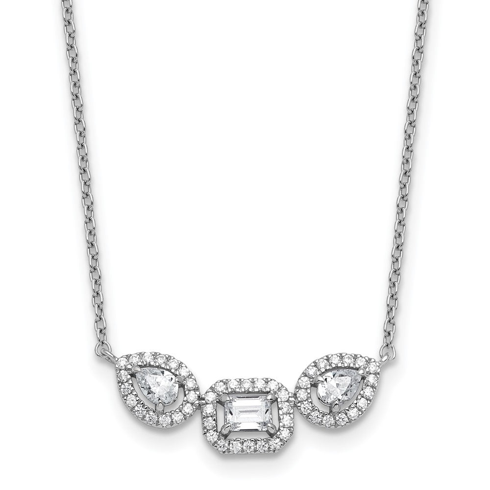 14k White Gold 3/4 Ct. Lab Grown Diamond VS/SI+ G+ 18 inch Three Stone Necklace