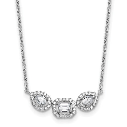 14k White Gold 3/4 Ct. Lab Grown Diamond VS/SI+ G+ 18 inch Three Stone Necklace
