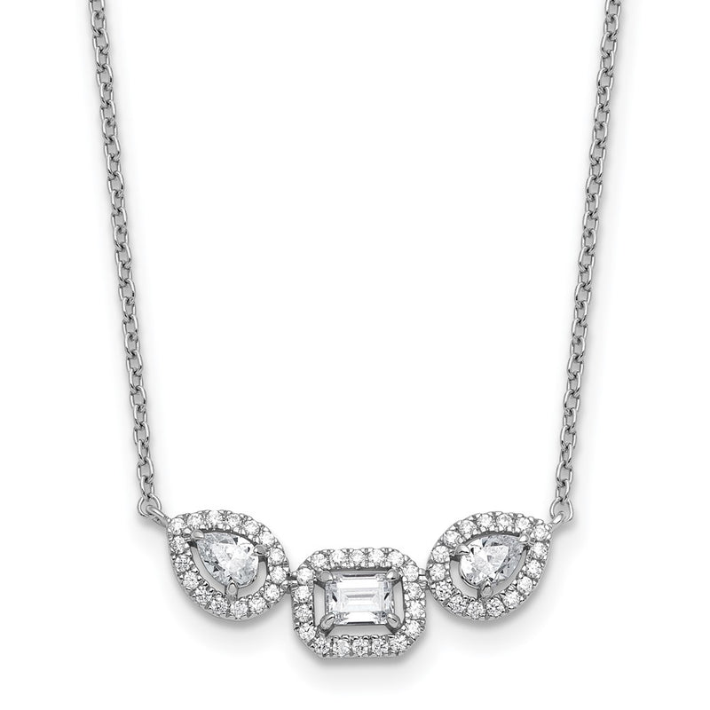 14k White Gold 3/4 Ct. Lab Grown Diamond VS/SI+ G+ 18 inch Three Stone Necklace