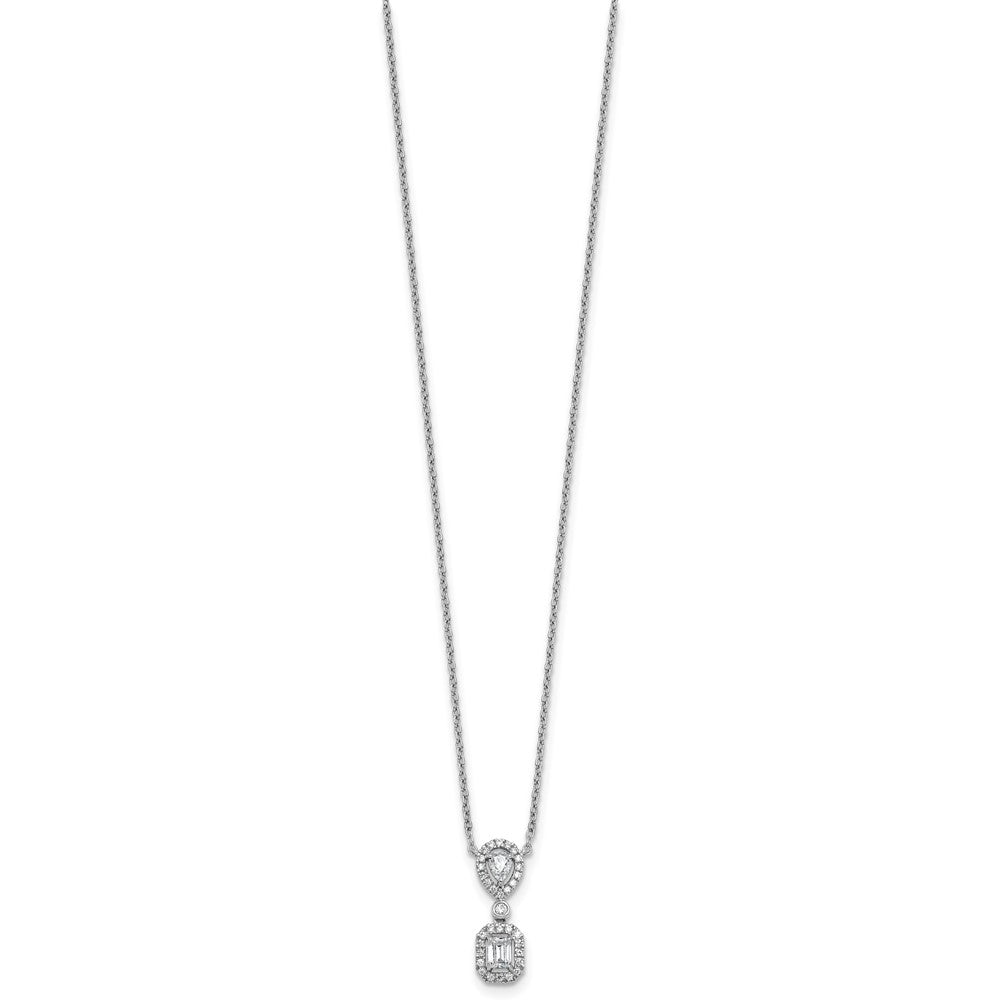 14k White Gold 1/2 Ct. Lab Grown Diamond VS/SI+ G+ 18 inch Two Stone Halo Necklace