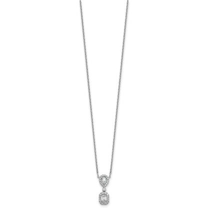 14k White Gold 1/2 Ct. Lab Grown Diamond VS/SI+ G+ 18 inch Two Stone Halo Necklace