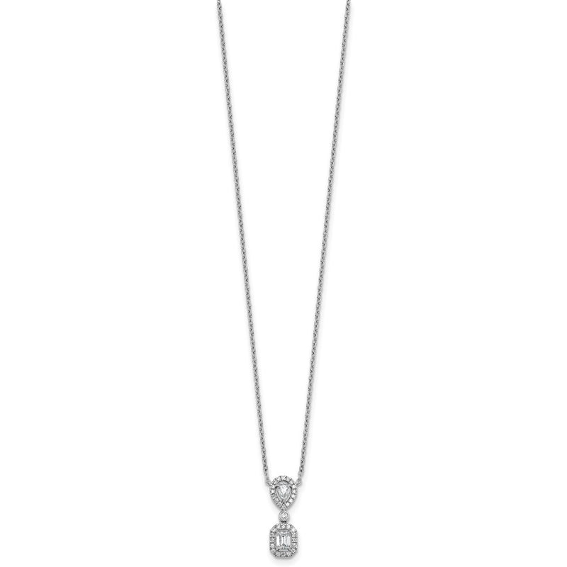 14k White Gold 1/2 Ct. Lab Grown Diamond VS/SI+ G+ 18 inch Two Stone Halo Necklace