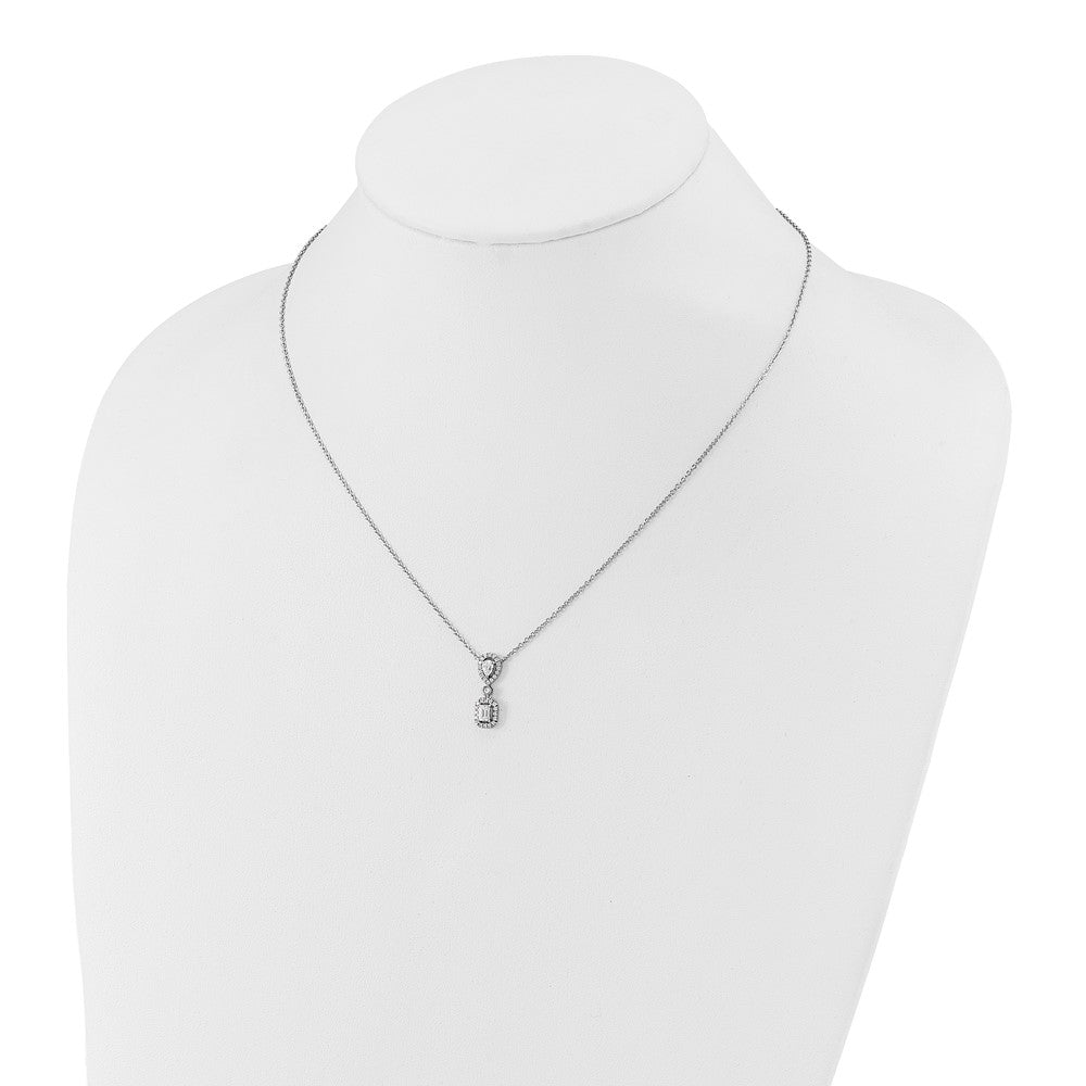 14k White Gold 1/2 Ct. Lab Grown Diamond VS/SI+ G+ 18 inch Two Stone Halo Necklace