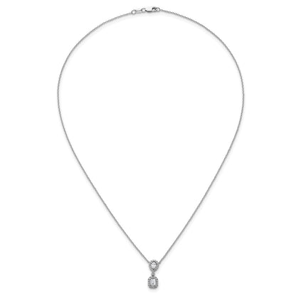 14k White Gold 1/2 Ct. Lab Grown Diamond VS/SI+ G+ 18 inch Two Stone Halo Necklace