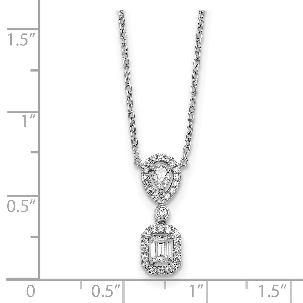 14k White Gold 1/2 Ct. Lab Grown Diamond VS/SI+ G+ 18 inch Two Stone Halo Necklace