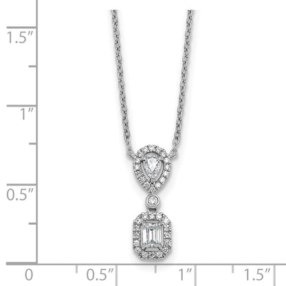 14k White Gold 1/2 Ct. Lab Grown Diamond VS/SI+ G+ 18 inch Two Stone Halo Necklace