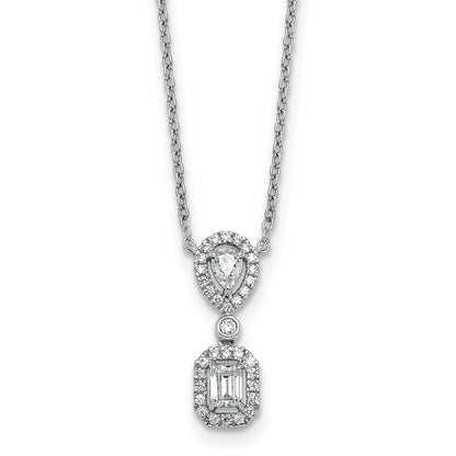 14k White Gold 1/2 Ct. Lab Grown Diamond VS/SI+ G+ 18 inch Two Stone Halo Necklace