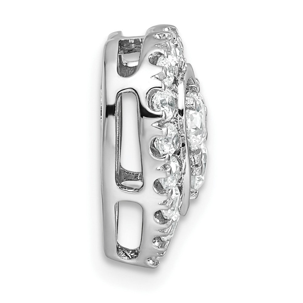 14k Yellow Gold White 7/8 Ct. Lab Grown Diamond VS/SI+ G+ Halo Heart Chain Slide Pendant