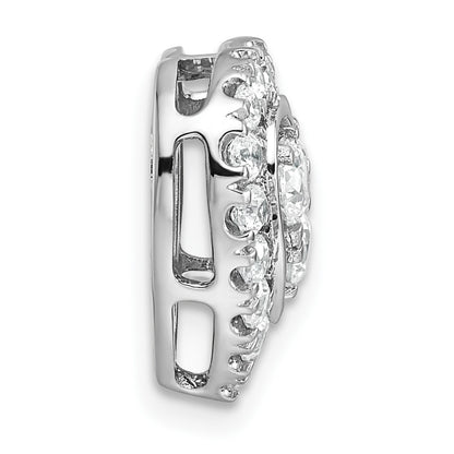 14k Yellow Gold White 7/8 Ct. Lab Grown Diamond VS/SI+ G+ Halo Heart Chain Slide Pendant