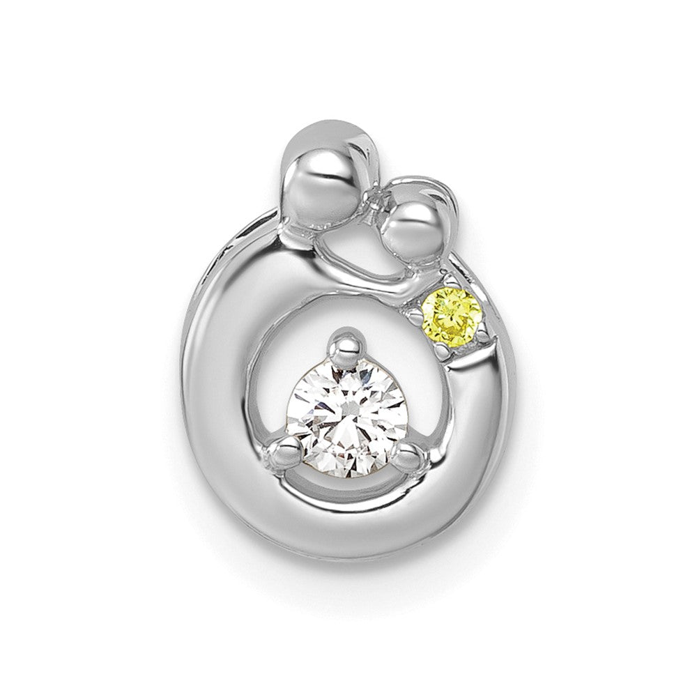 14K White Gold Wg 1 Birthstone and Dia Mother/child Chain Slide Semi-Mount