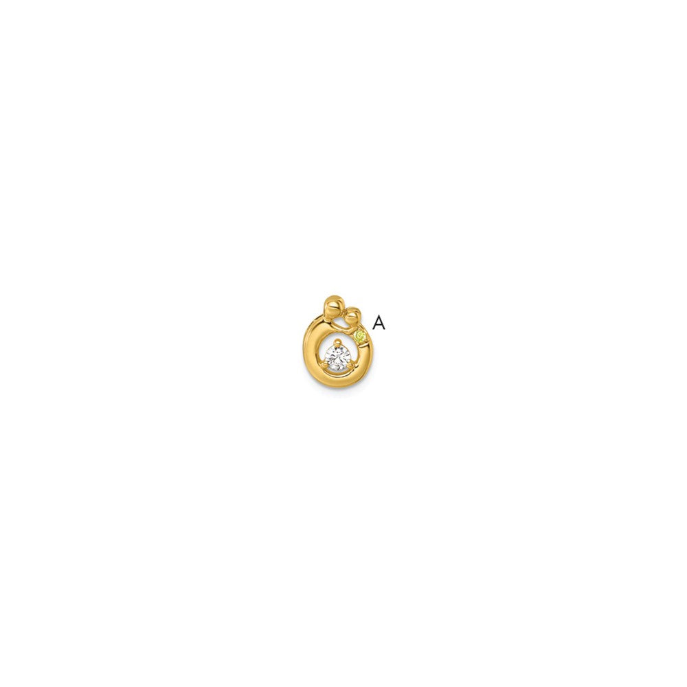 14K Yellow Gold 1 Genuine Birthstone and Dia. Mother/child Chain Slide