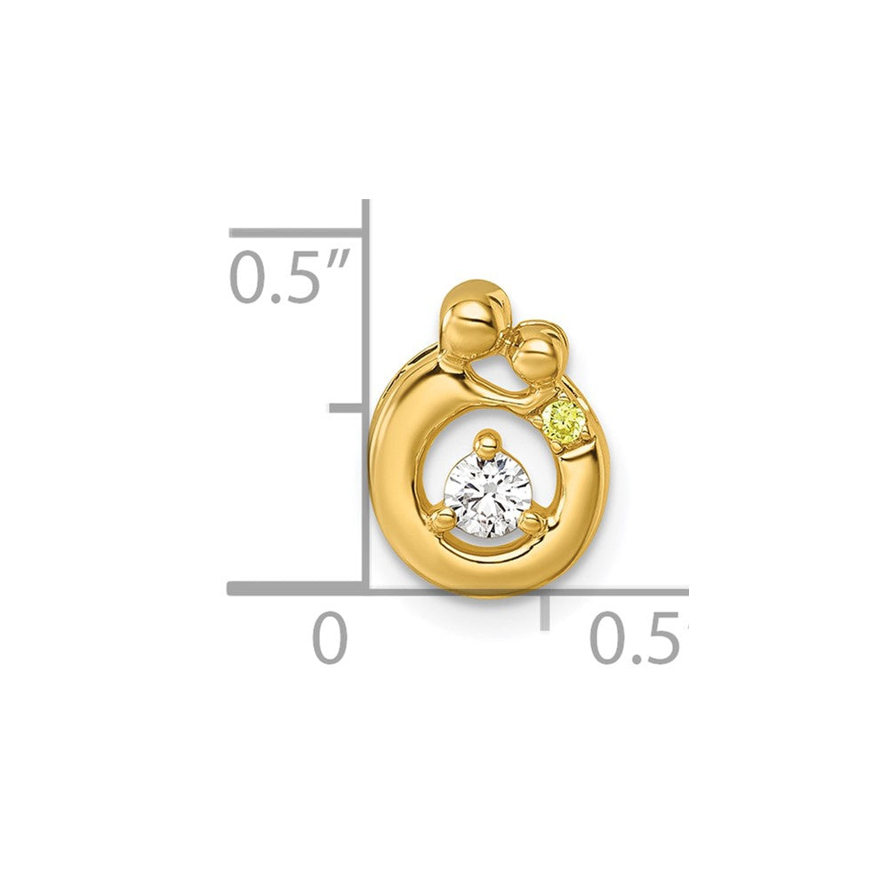 14K Yellow Gold 1 Birthstone and Dia Mother/child Chain Slide Semi-Mount