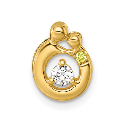 14K Yellow Gold 1 Birthstone and Dia Mother/child Chain Slide Semi-Mount