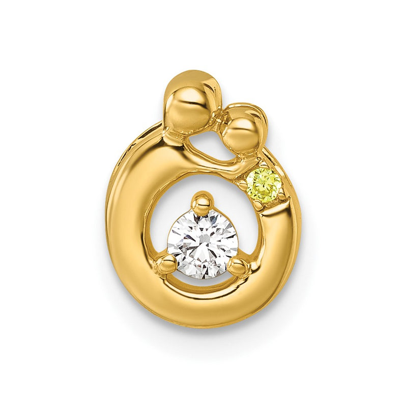 14K Yellow Gold 1 Synthetic Birthstone and Dia. Mother/child Chain Slide