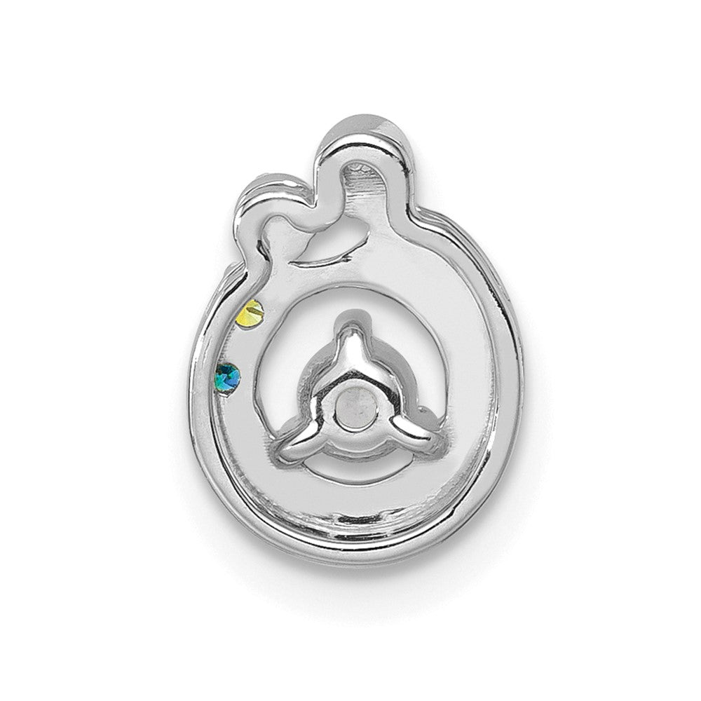 14K White Gold Wg 2 Synthetic Birthstone and Dia. Mother/child Chain Slide
