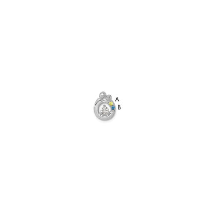 14K White Gold Wg 2 Birthstone and Dia Mother/child Chain Slide Semi-Mount