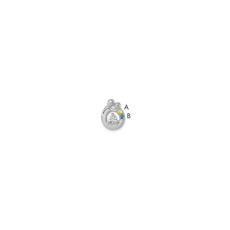 14K White Gold Wg 2 Birthstone and Dia Mother/child Chain Slide Semi-Mount