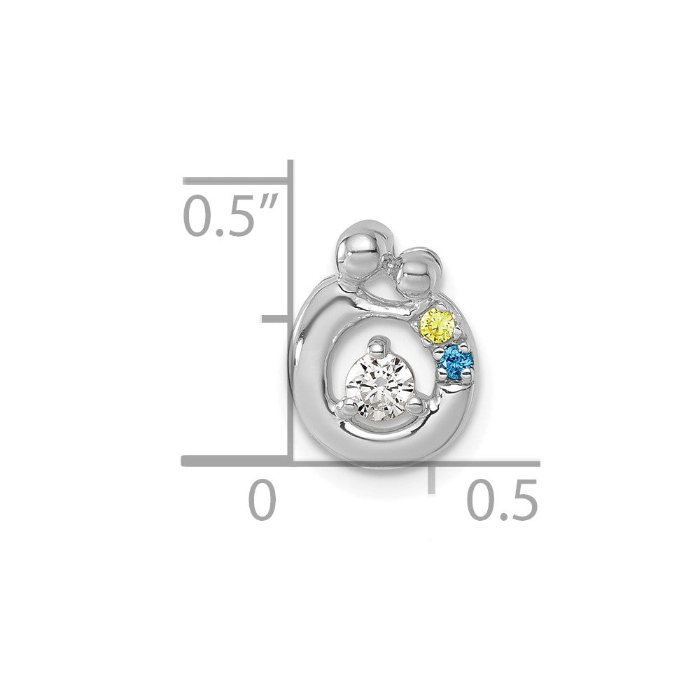 14K White Gold Wg 2 Birthstone and Dia Mother/child Chain Slide Semi-Mount
