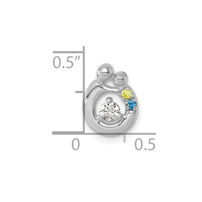 14K White Gold Wg 2 Synthetic Birthstone and Dia. Mother/child Chain Slide