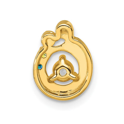 14K Yellow Gold 2 Birthstone and Dia Mother/child Chain Slide Semi-Mount