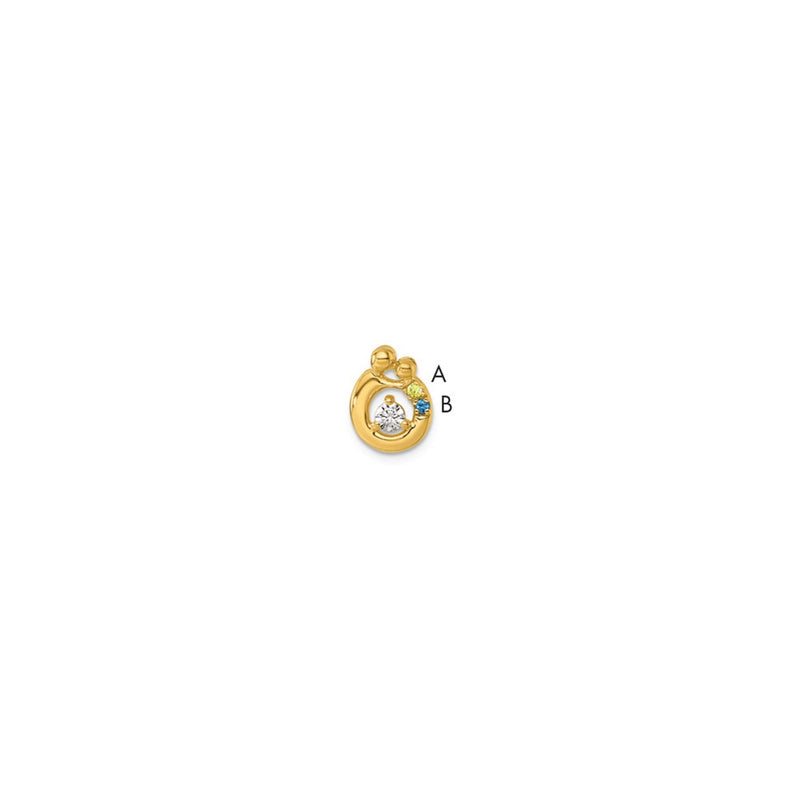 14K Yellow Gold 2 Birthstone and Dia Mother/child Chain Slide Semi-Mount