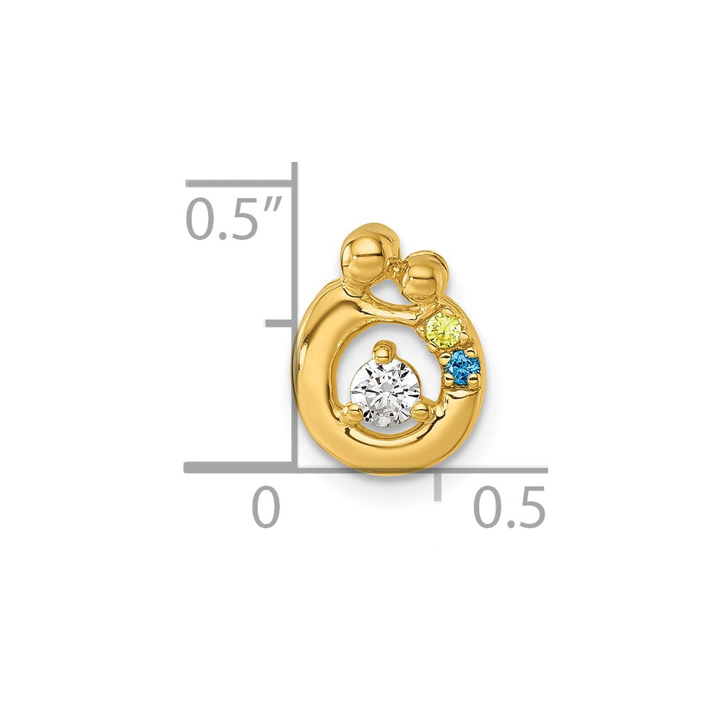 14K Yellow Gold 2 Birthstone and Dia Mother/child Chain Slide Semi-Mount