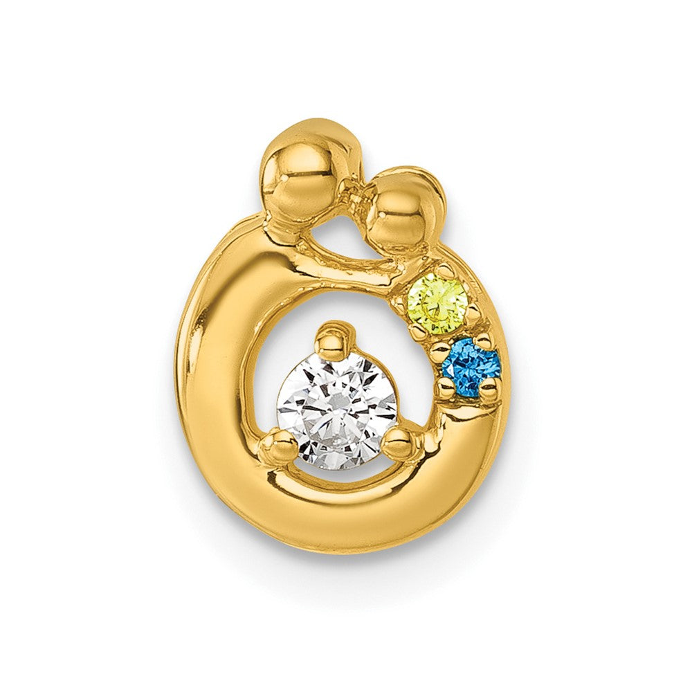 14K Yellow Gold 2 Synthetic Birthstone and Dia. Mother/child Chain Slide