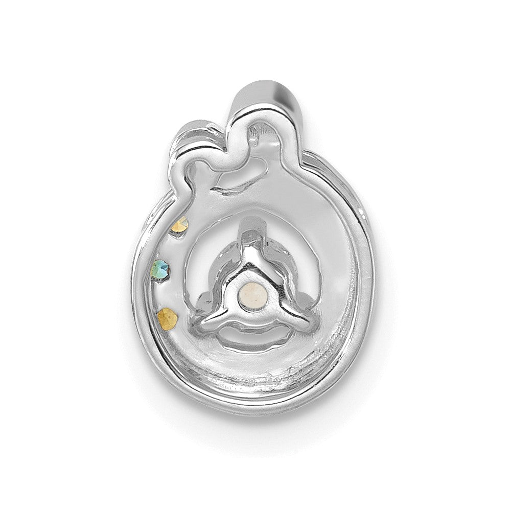 14K White Gold Wg 3 Birthstone and Dia Mother/child Chain Slide Semi-Mount