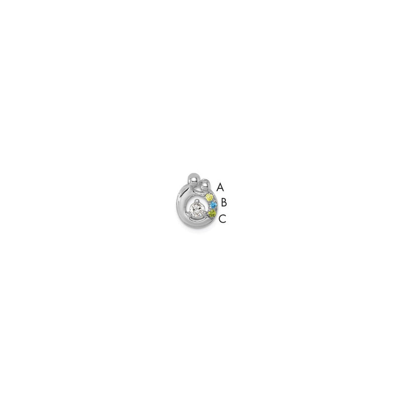 14K White Gold Wg 3 Birthstone and Dia Mother/child Chain Slide Semi-Mount