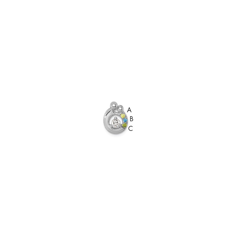 14K White Gold Wg 3 Synthetic Birthstone and Dia. Mother/child Chain Slide