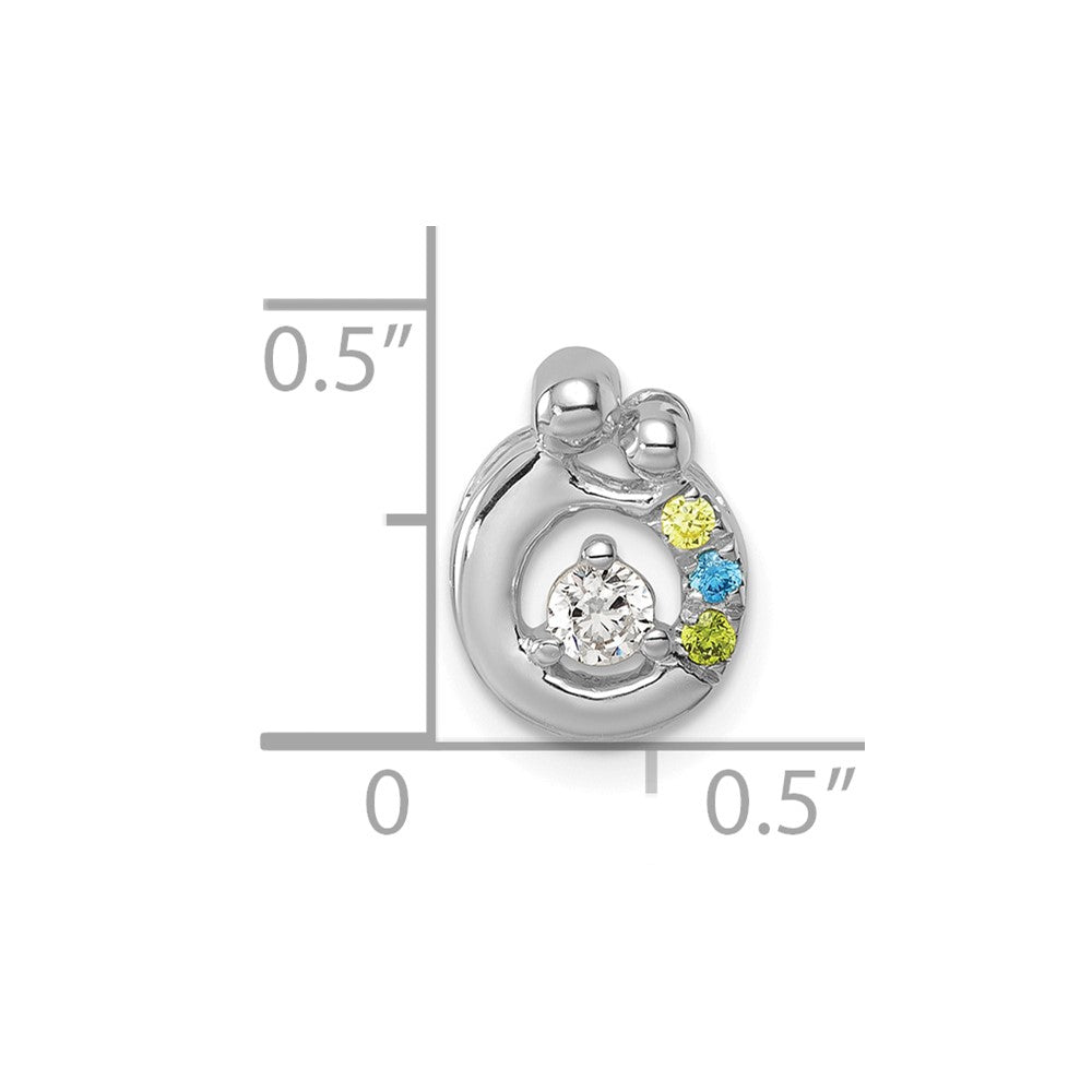 14K White Gold Wg 3 Birthstone and Dia Mother/child Chain Slide Semi-Mount