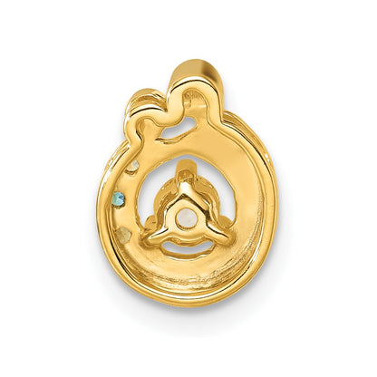14K Yellow Gold 3 Genuine Birthstone and Dia. Mother/child Chain Slide