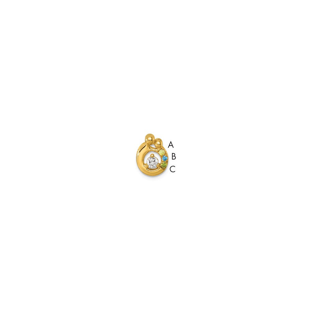 14K Yellow Gold 3 Genuine Birthstone and Dia. Mother/child Chain Slide