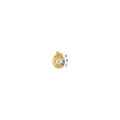 14K Yellow Gold 3 Genuine Birthstone and Dia. Mother/child Chain Slide